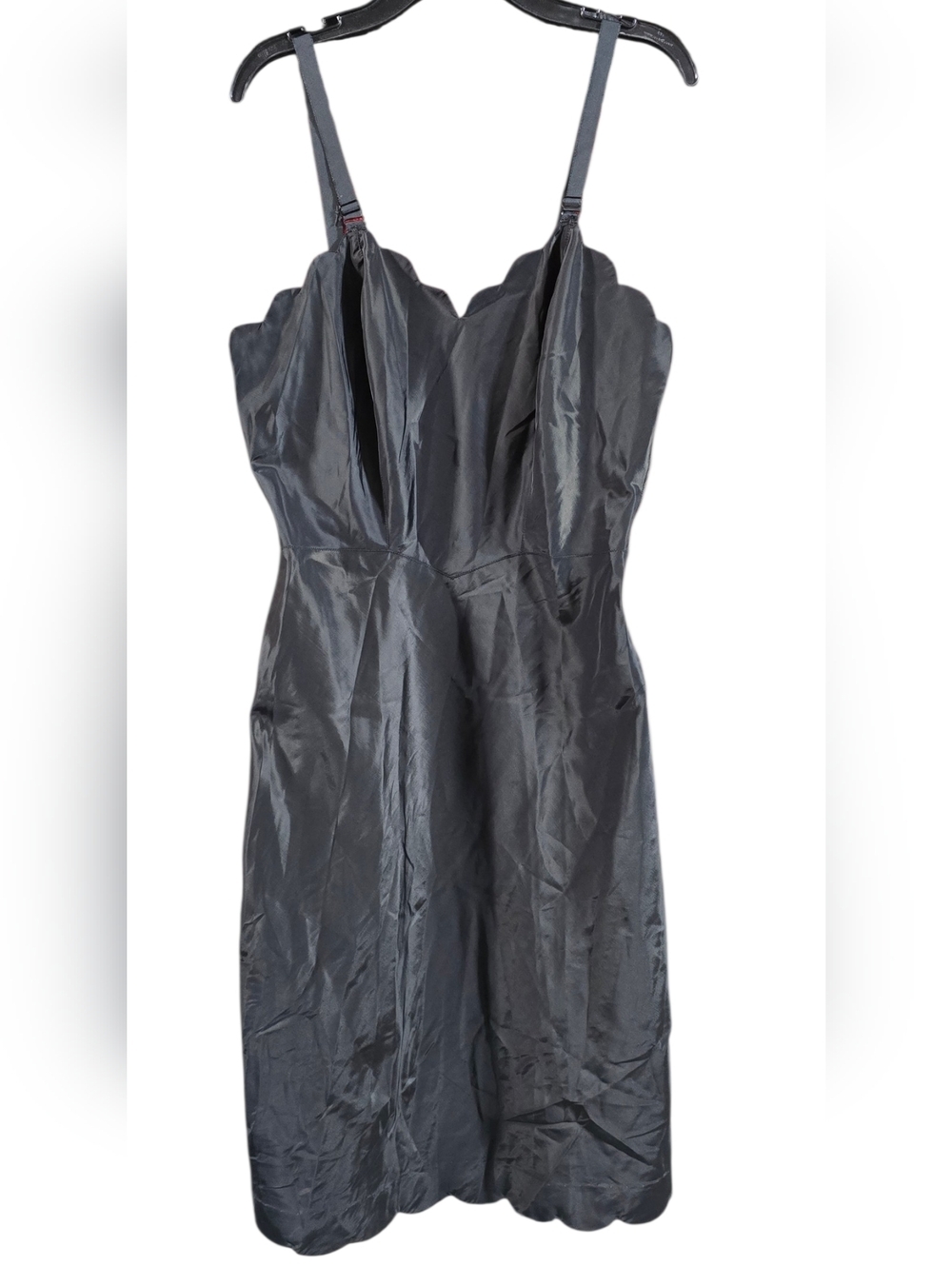 Barbizon Black Scallop Neck Midi Full TaSlip